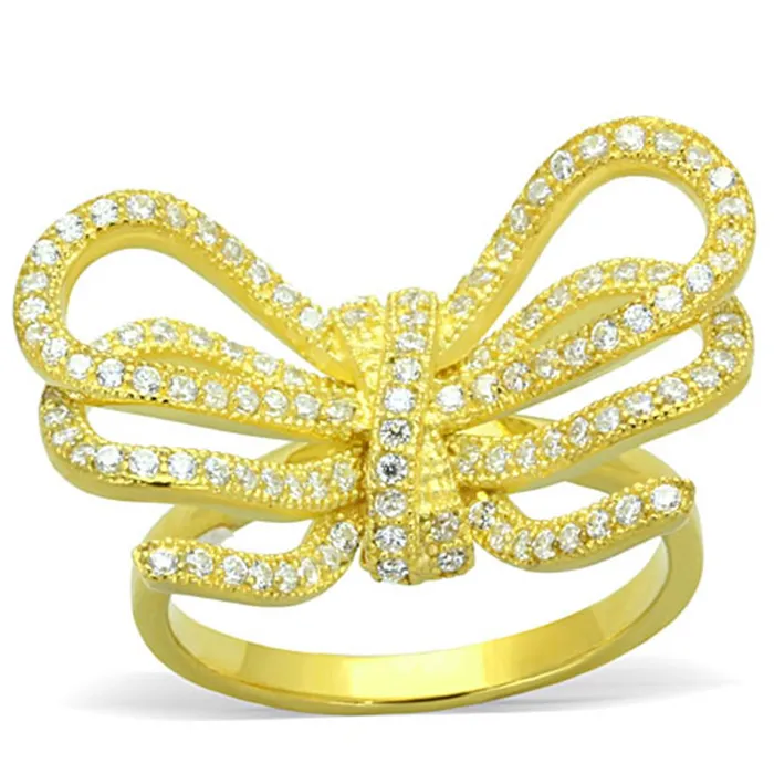 Alamode Rings LOS809 Gold 925 Sterling Silver Ring with AAA Grade CZ in Clear Alamode Rings LOS809 Gold 925 Sterling Silver Ring with AAA Grade CZ in Clear