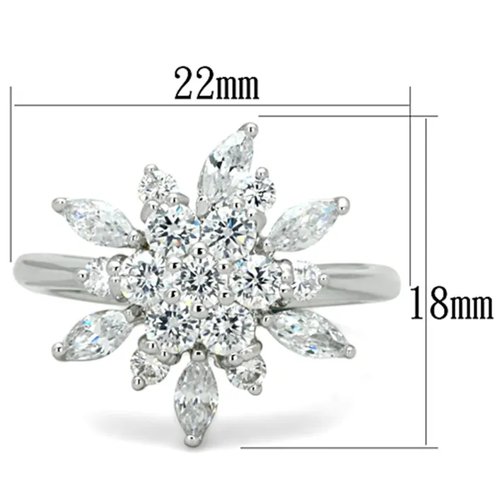 Rings 3W725 Rhodium Brass Ring with AAA Grade CZ in Clear Alamode