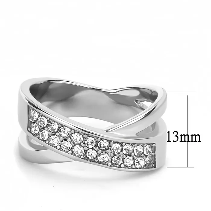 Rings Alamode TK3436 High polished no plating Stainless Steel Ring with Top Grade Crystal in Clear