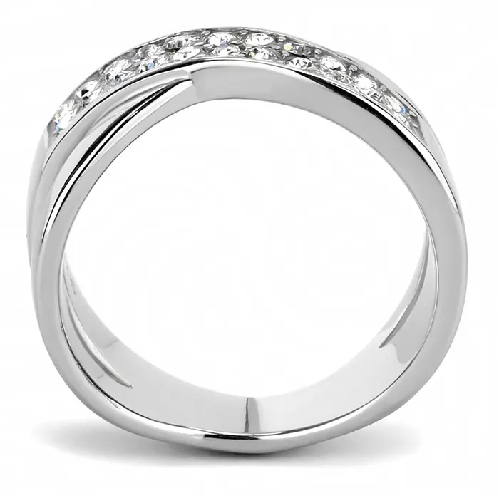 Rings Alamode TK3436 High polished no plating Stainless Steel Ring with Top Grade Crystal in Clear