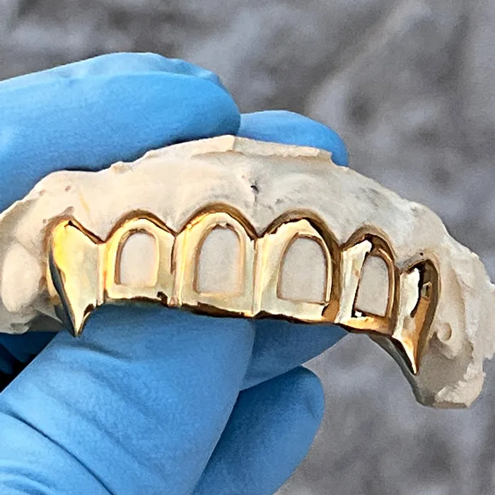 Rings Real 14K Gold FourOpen Face Vampire Fang Custom Grillz Bling Cartel Admin