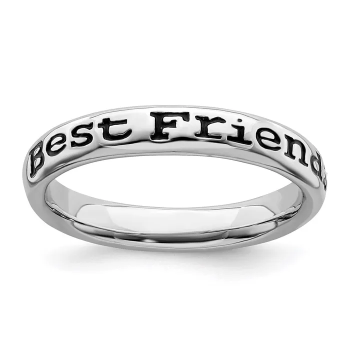 Rings Sterling Silver Stackable Expressions Polished Enameled Friends Ring QSK997 Stackable Expressions
