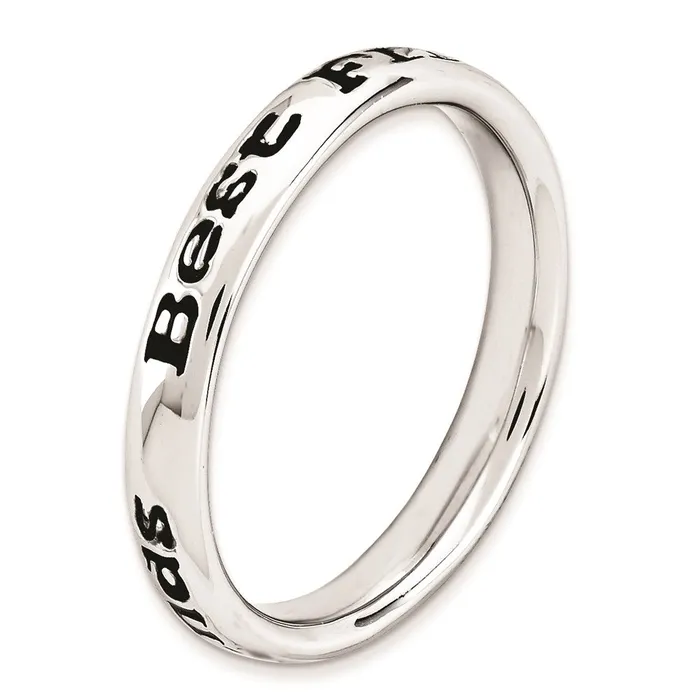 Rings Sterling Silver Stackable Expressions Polished Enameled Friends Ring QSK997 Stackable Expressions