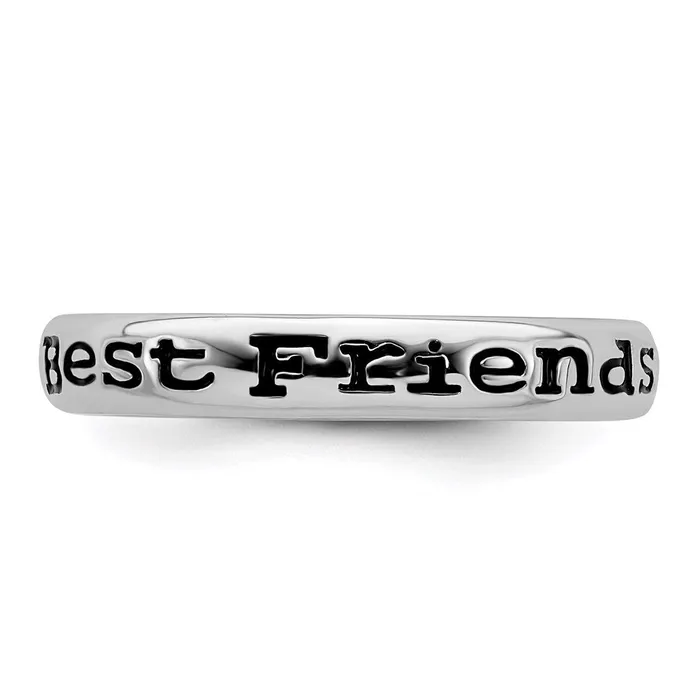 Rings Sterling Silver Stackable Expressions Polished Enameled Friends Ring QSK997 Stackable Expressions