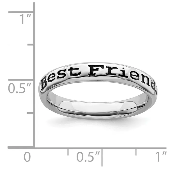 Rings Sterling Silver Stackable Expressions Polished Enameled Friends Ring QSK997 Stackable Expressions