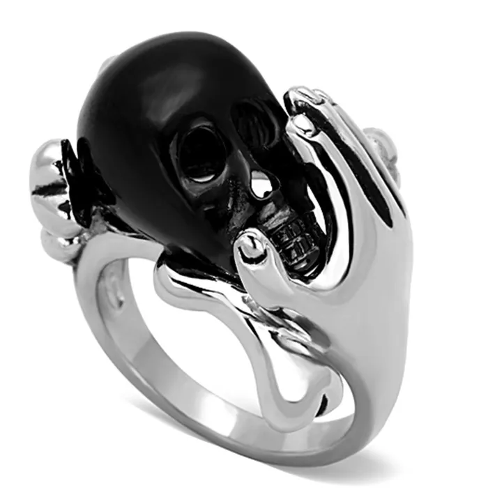 TK1206 TwoTone IP Black Stainless Steel Ring with Epoxy in Jet Alamode Rings TK1206 TwoTone IP Black Stainless Steel Ring with Epoxy in Jet Alamode Rings